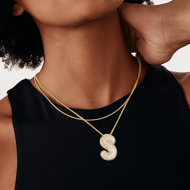 Initial Spark - Bubble Initial Letter Necklace